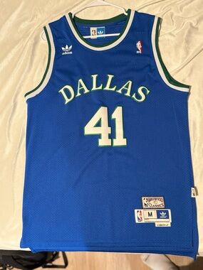 Dirk Nowitzki adidas Dallas Mavericks Blue Jersey #41 with Green and White Trim